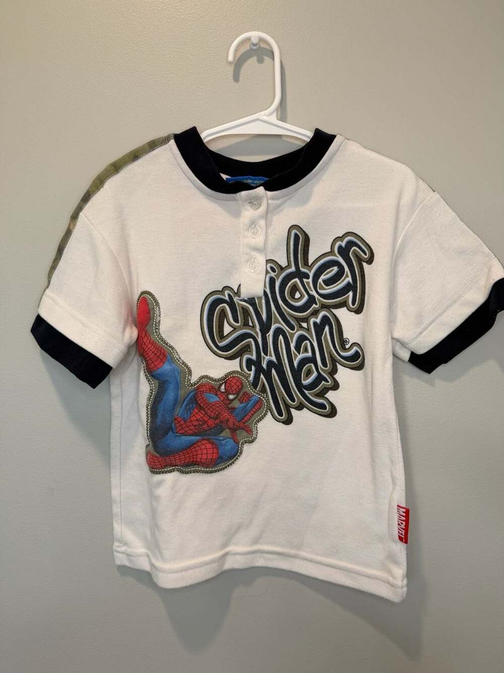 Marvel The Amazing Spider-Man Shirt 4T White Camo Graphic Henley